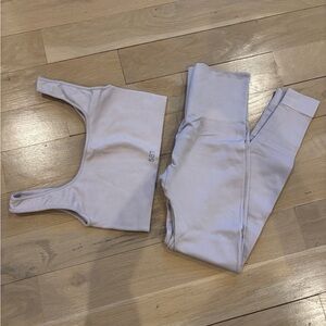 SET Active Seamless Ribbed Bra & High-Waist Leggings - Light Lavender